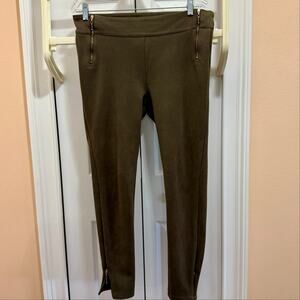 Olive Brown Sueded Leggings Women’s Size 12 Gold Zip Ankle L&H Colombia